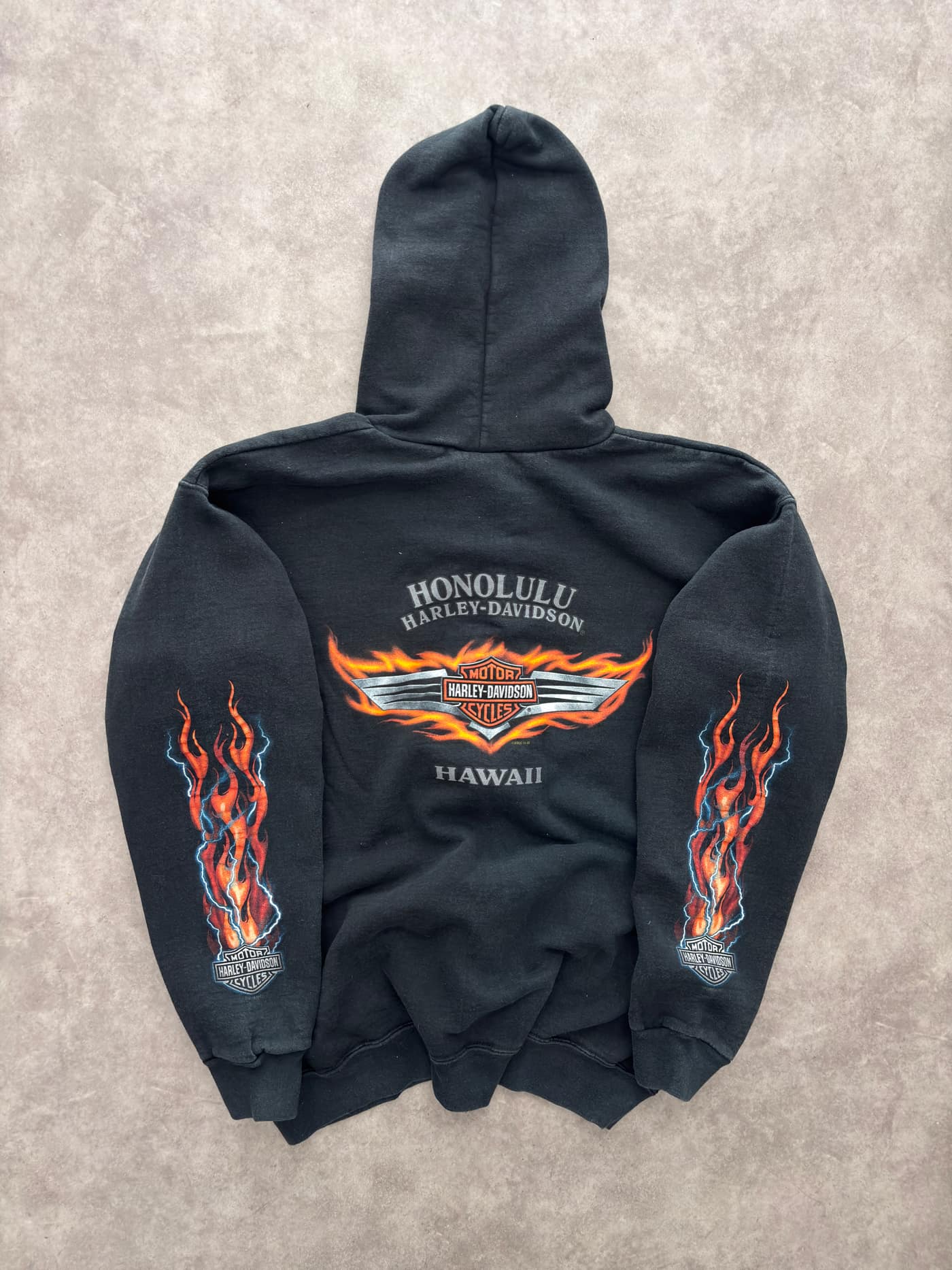 Harley Davidson Vintage Harley Davidson Zip Up Hoodie Flames Print