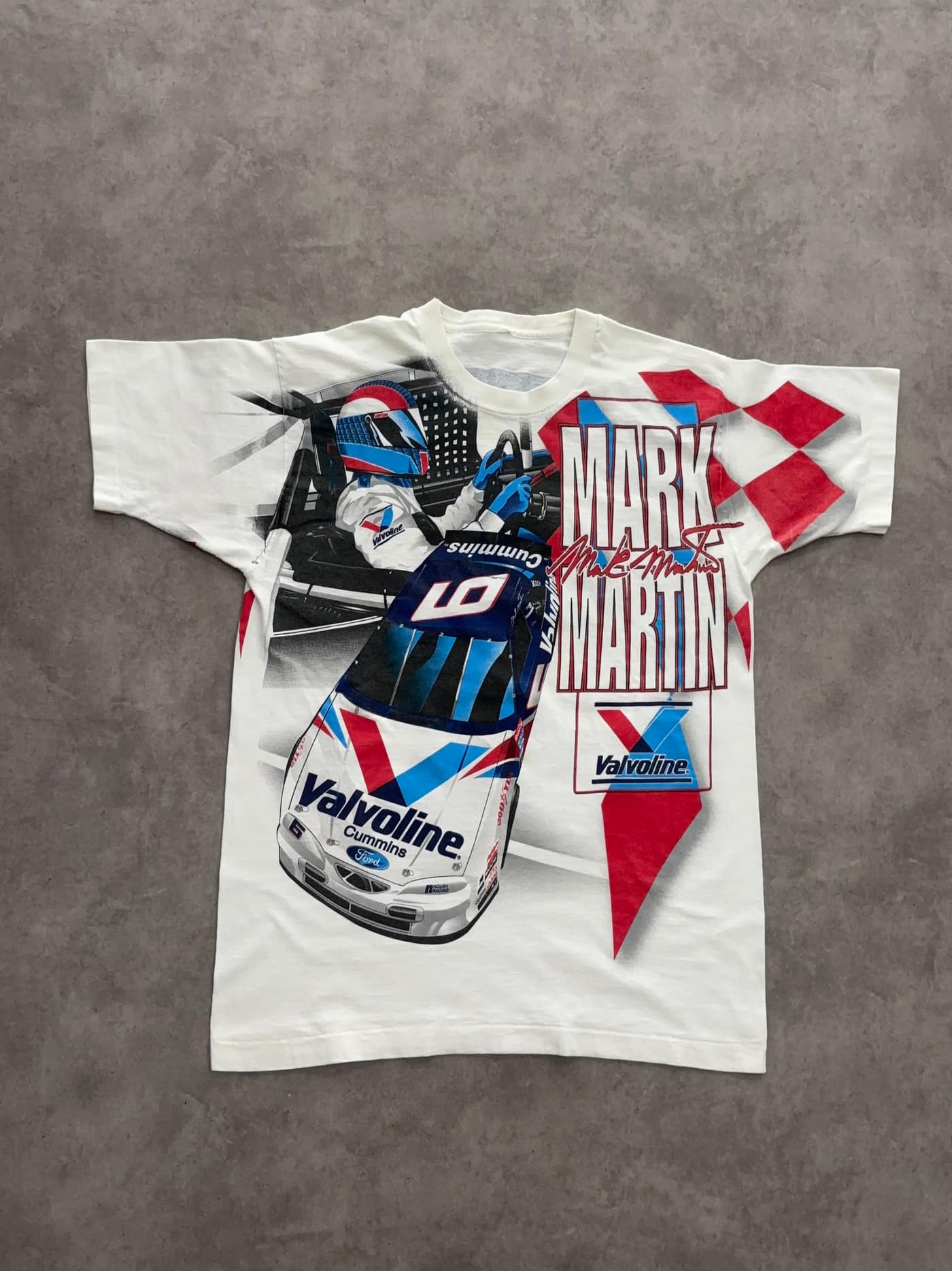 Chase Authentics Vintage Nascar T Shirt Full Print 90s Single Stitch Made In USA - Good - M - Fabricsonder