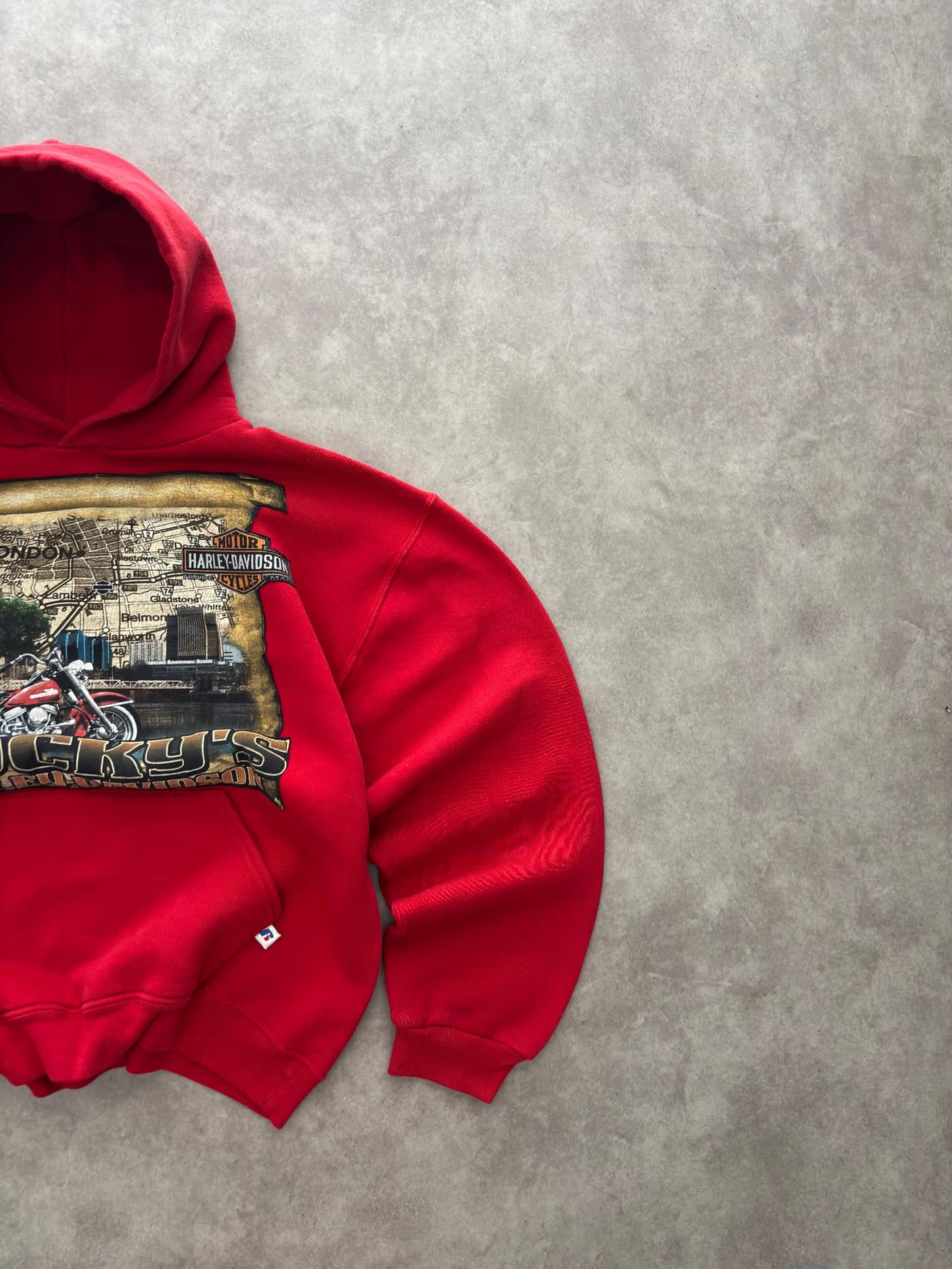 Russell Athletic Vintage Russell Athletic Hoodie Harley Davidson Print - vista 2 - Fabricsonder