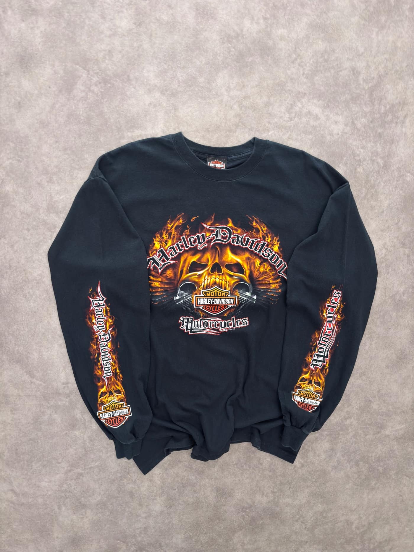 Harley Davidson Vintage Harley Davidson Longsleeve Flames - Very Good - M (No tag) - Fabricsonder