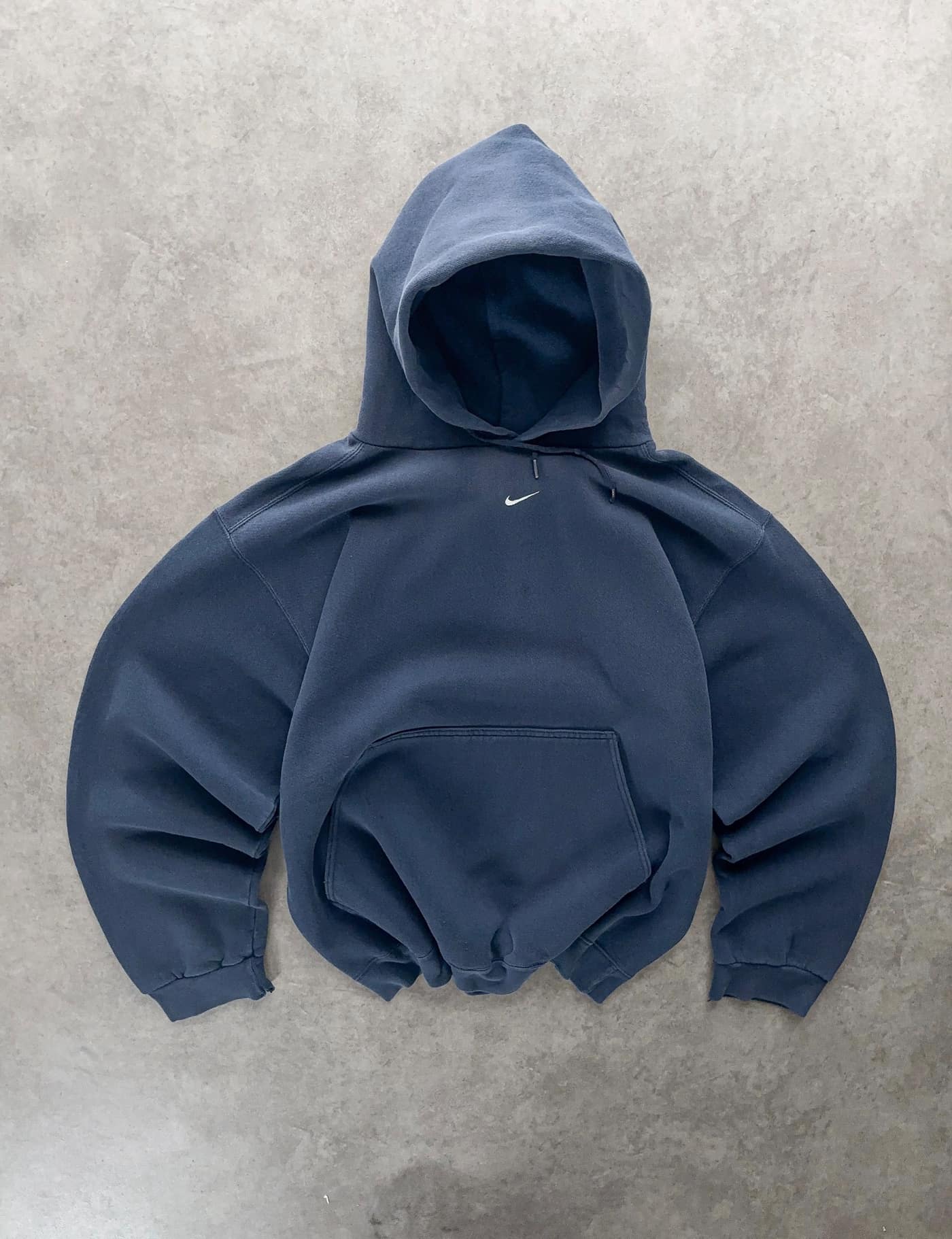 Nike Vintage Nike Centre Swoosh Hoodie Navy Blue - Good - L - Fabricsonder