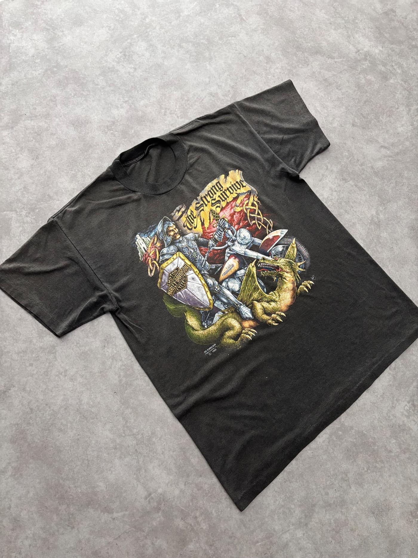 Harley Davidson Vintage Harley Davidson 3D Emblem T Shirt Single Stitch Sunfaded - vista 2 - Fabricsonder